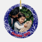 Sneeuwvlokken, naam, Jaar #, 2 Foto's Keramisch Ornament (Achterkant)