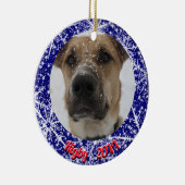 Sneeuwvlokken, naam, Jaar #, 2 Foto's Keramisch Ornament (Rechts)