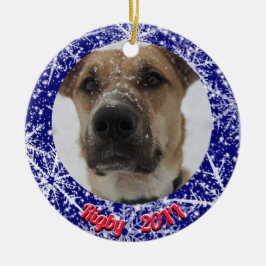 Sneeuwvlokken, naam, Jaar #, 2 Foto's Keramisch Ornament