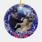 Sneeuwvlokken, naam, Jaar #, 2 Foto's Keramisch Ornament (Achterkant)