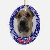 Sneeuwvlokken, naam, Jaar #, 2 Foto's Keramisch Ornament (Rechts)