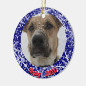 Sneeuwvlokken, naam, Jaar #, 2 Foto's Keramisch Ornament (Links)