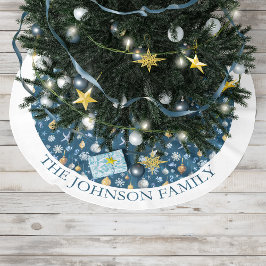 Sneeuwvlokken & nautische elementen gepersonalisee kerstboom rok