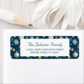 Sneeuwvlokken & Nautische Elementen Patroon Etiket (Insitu)