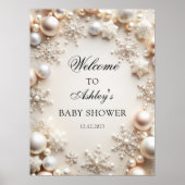 Sneeuwvlokken Neutraal Baby shower Welkom Poster (Voorkant)