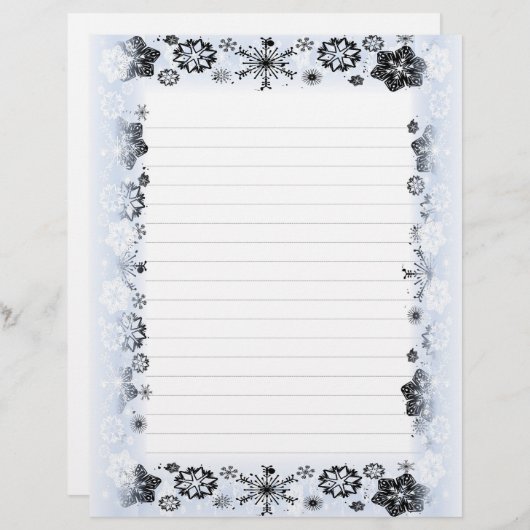 Sneeuwvlokken, omhuld, gelinkt schrijfpapier (Voorkant / Achterkant)