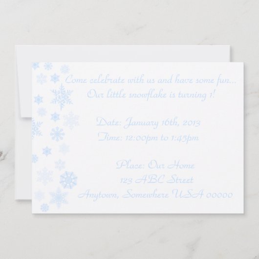 Sneeuwvlokken Onederland 1e verjaardag blauw Kaart (Achterkant)