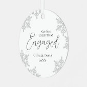 Sneeuwvlokken ons eerste kerstcadeauscript meta metalen ornament (Voorkant links)