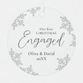 Sneeuwvlokken ons eerste kerstcadeauscript meta metalen ornament (Voorkant)