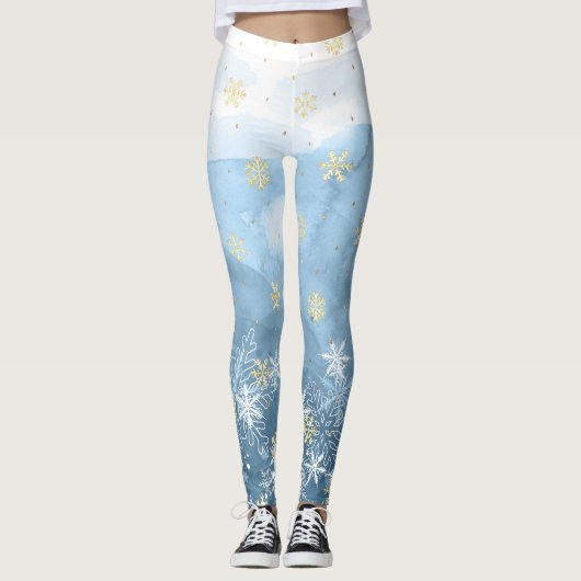 Sneeuwvlokken ontwerpen Kerst Leggings (Voorkant)