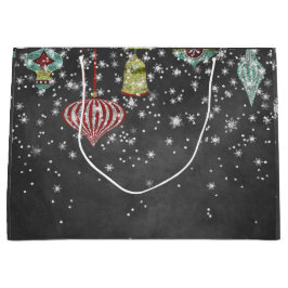 Sneeuwvlokken op alkbord | kerstversiering large cadeautasje