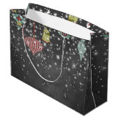 Sneeuwvlokken op alkbord | kerstversiering large cadeautasje (Achterkant Gekanteld)