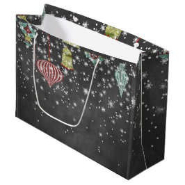 Sneeuwvlokken op alkbord | kerstversiering large cadeautasje