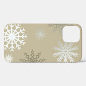 Sneeuwvlokken op beige Case-Mate iPhone case (Achterkant (horizontaal))