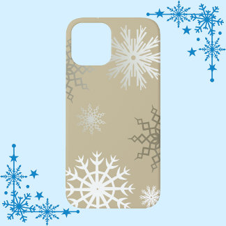 Sneeuwvlokken op beige Case-Mate iPhone case