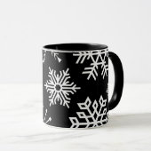 Sneeuwvlokken op Black Holiday Art Mok Cup (Voorkant rechts)