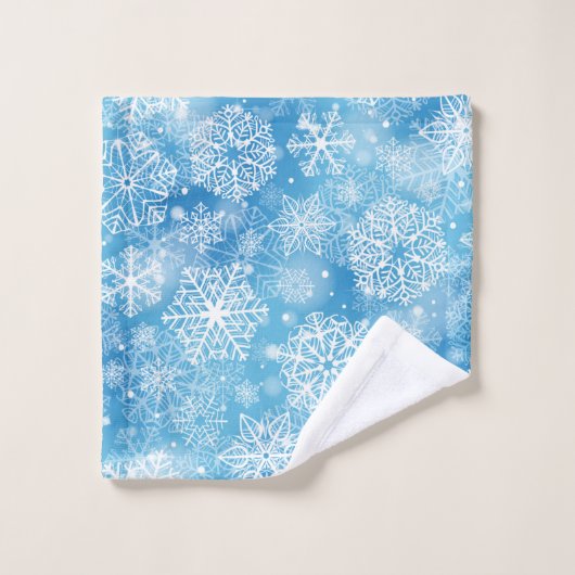 Sneeuwvlokken op blauw bad handdoek (Wasdoekje)