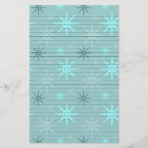 Sneeuwvlokken op blauw briefpapier