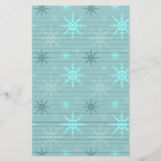 Sneeuwvlokken op blauw briefpapier (Voorkant)