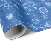 Sneeuwvlokken op blauw cadeaupapier (Rol Hoek)
