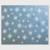 Sneeuwvlokken op blauw cadeaupapier (Vlak)