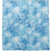 Sneeuwvlokken op blauw douchegordijn (Voorkant)