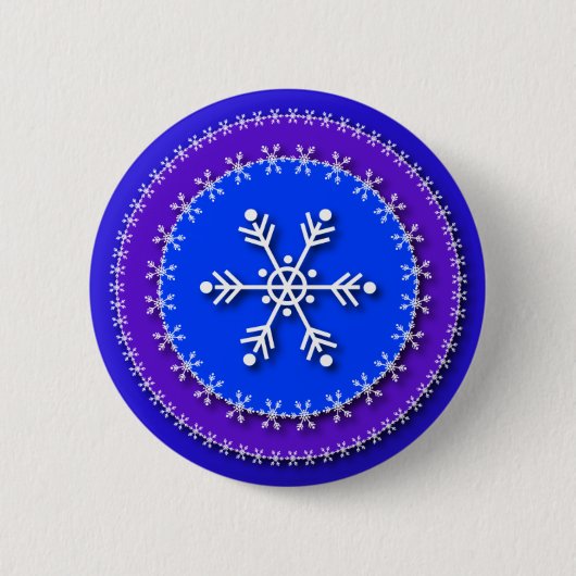 Sneeuwvlokken op blauw en Paars Ronde Button 5,7 Cm (Voorkant)