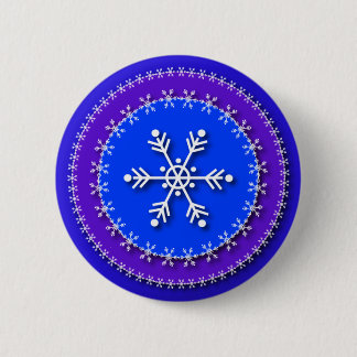 Sneeuwvlokken op blauw en Paars Ronde Button 5,7 Cm