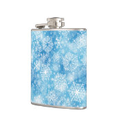Sneeuwvlokken op blauw heupfles (Links)