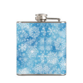 Sneeuwvlokken op blauw heupfles (Achterkant)