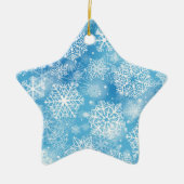 Sneeuwvlokken op blauw keramisch ornament (Voorkant)