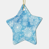 Sneeuwvlokken op blauw keramisch ornament (Links)