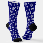 Sneeuwvlokken op blauw kerstfeest sokken (Gebogen)