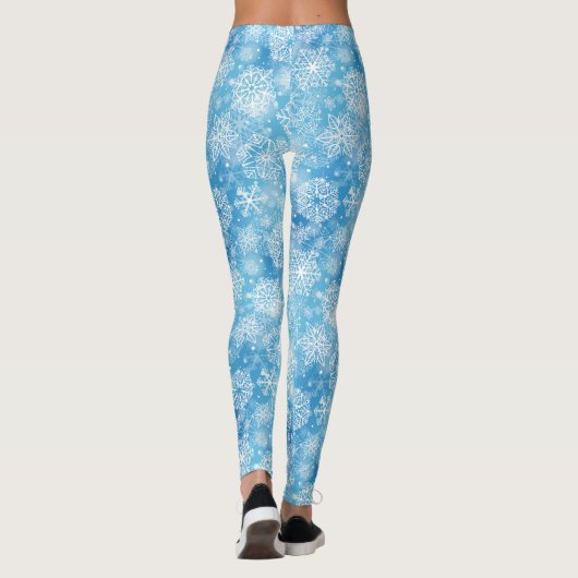 Sneeuwvlokken op blauw leggings (Achterkant)