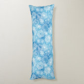 Sneeuwvlokken op blauw lichaamskussen (Achterkant (Verticaal))
