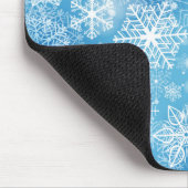 Sneeuwvlokken op blauw muismat (Hoek)