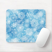 Sneeuwvlokken op blauw muismat (Met muis)