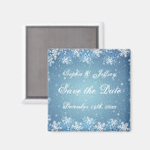 Sneeuwvlokken op blauw Save the Date Magnet (Voorkant / Achterkant)