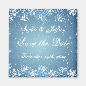 Sneeuwvlokken op blauw Save the Date Magnet (Voorkant)