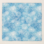 Sneeuwvlokken op blauw sjaal<br><div class="desc">vector naadloos patroon met vloeiend witte sneeuwvlokken op een blauwe achtergrond</div>