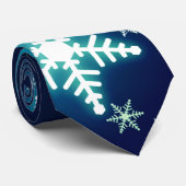 Sneeuwvlokken op blauw stropdas (Opgerold)