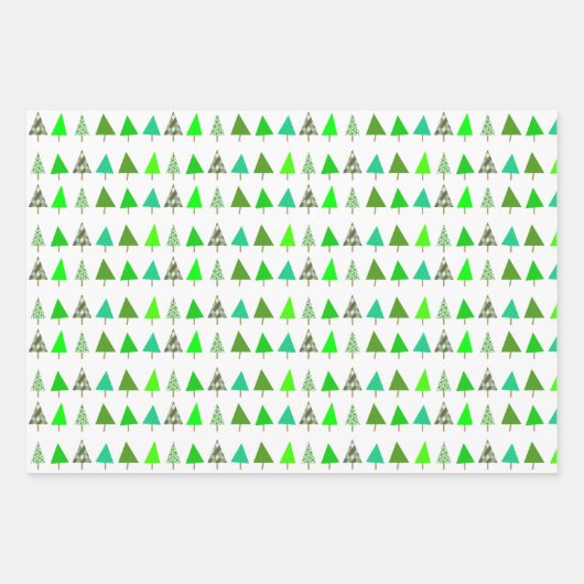 Sneeuwvlokken op blauwe en rode, groene kerstbomen inpakpapier vel (Voorkant 2)