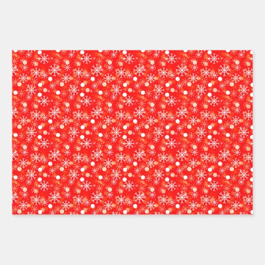 Sneeuwvlokken op blauwe en rode, groene kerstbomen inpakpapier vel (Voorkant)