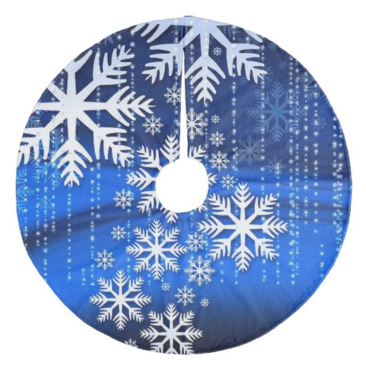 Sneeuwvlokken op blauwe koninklijke tonijn fleece kerstboom rok (Voorkant)