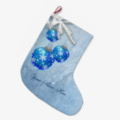 Sneeuwvlokken op Blauwe Ornaments Frost Grote Kerstsok (Voorkant (Hangend))