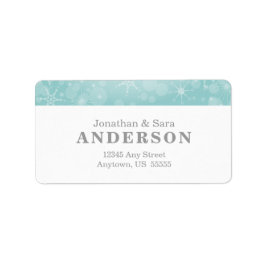 Sneeuwvlokken op Blauwgroen Etiket