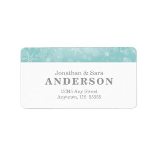 Sneeuwvlokken op Blauwgroen Etiket