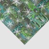  sneeuwvlokken op Blauwgroen groene architectuur Tissuepapier (Detail)