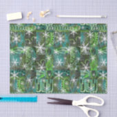  sneeuwvlokken op Blauwgroen groene architectuur Tissuepapier (Craft)