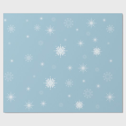 Sneeuwvlokken op Bleek blauw pakpapier (Vlak)